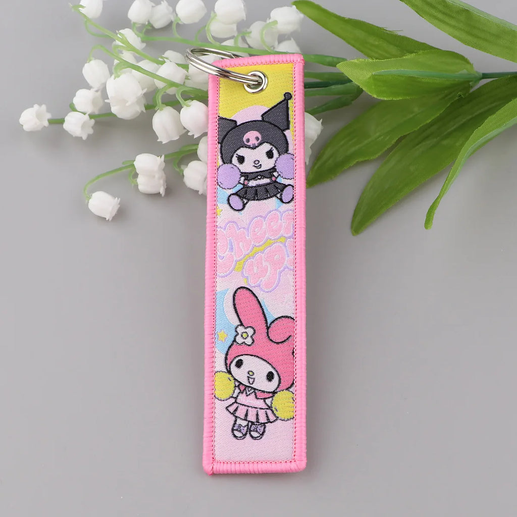 Sanrio Hello Kitty Melody Kuromi Embroidery KeyChain Key Tag Cars Backpack Chaveiro Keychain Keyring Accessories Toy Gift