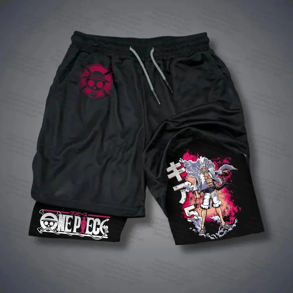 ONE PIECE Shanks Classic Anime Printed Double Layer Shorts 2026 US Summer Unisex Loose Sports Breathable Pants