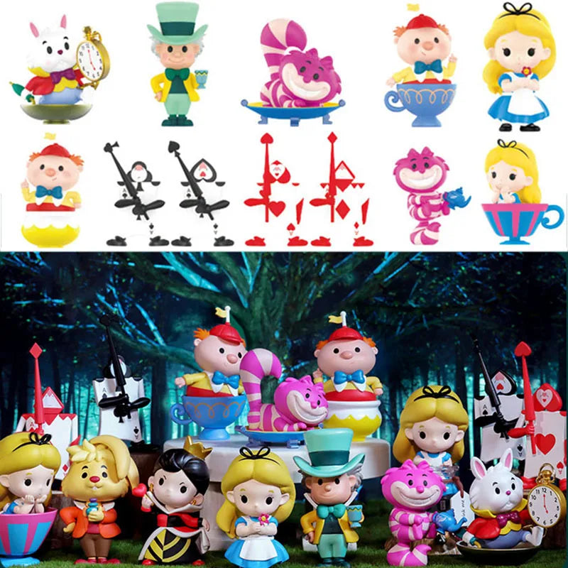 Disney Alice in Wonderland Mad Hatter Cheshire Cat Queen of Heart Tweedle Dee March Hare White Rabbit Action Figure Toys