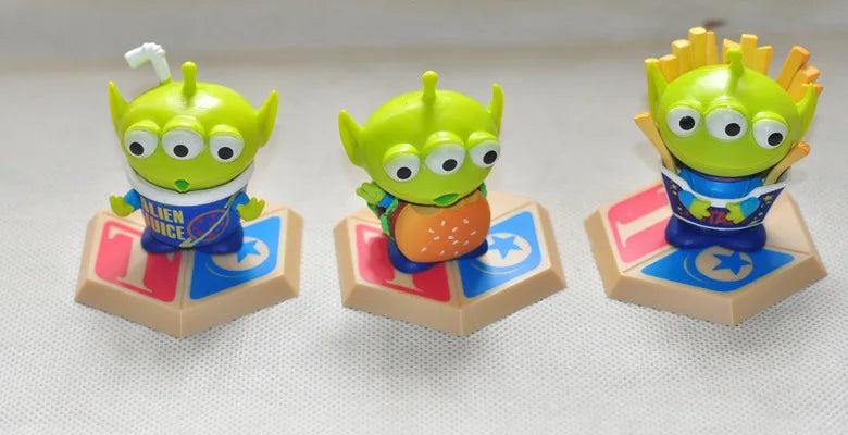 Disneys Cartoon Toy Story Alien Hamburger Statue Creative Three Eyes Alien Action Figure Fashion Brand Pvc Collection Model Gift