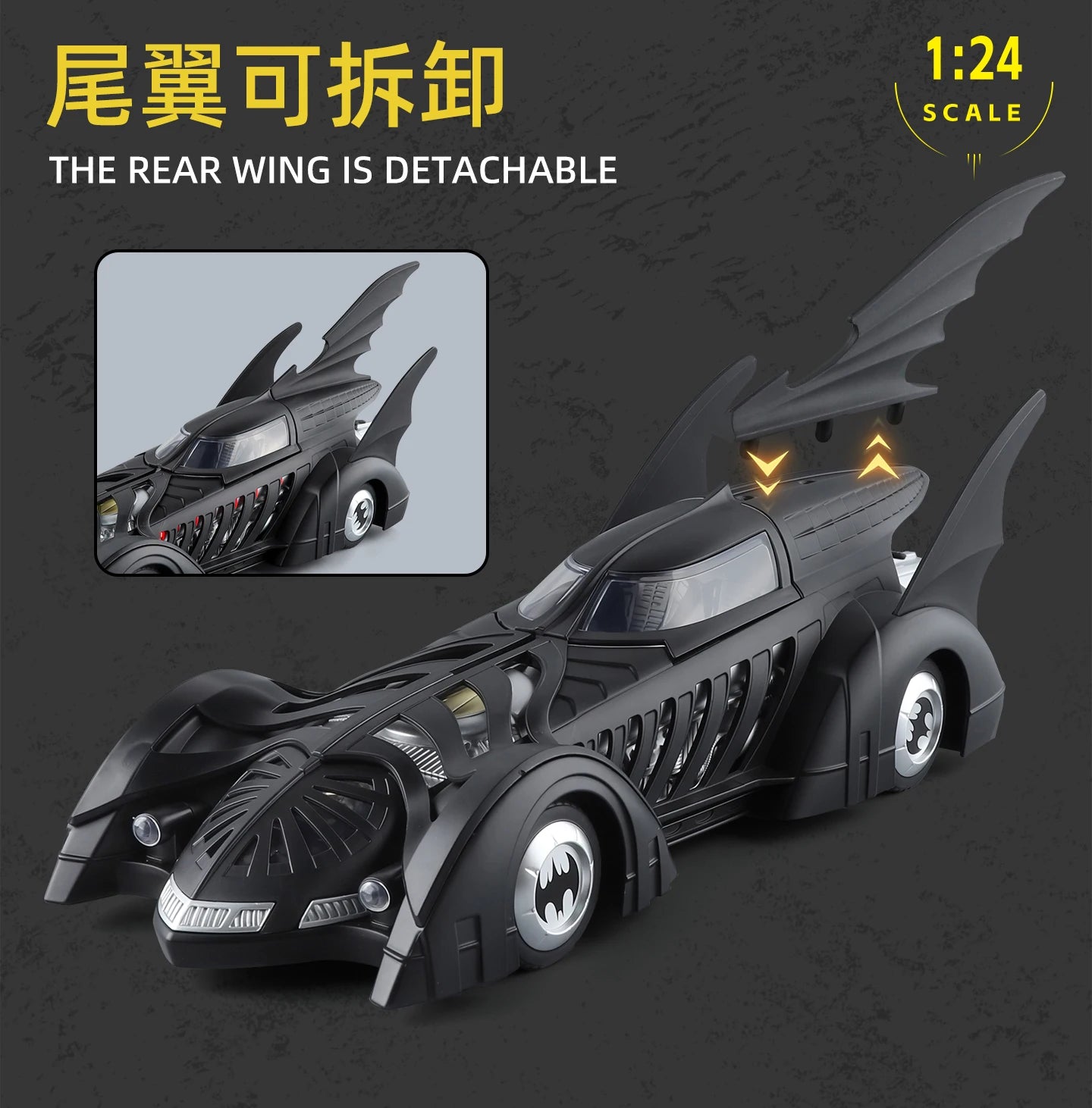 Spray 1:24 Batmobile 1955 1989 Tumbler Alloy Metal Diecast Model Car The Dark Knight Trilogy Sound Light Ornaments Birthday Gift