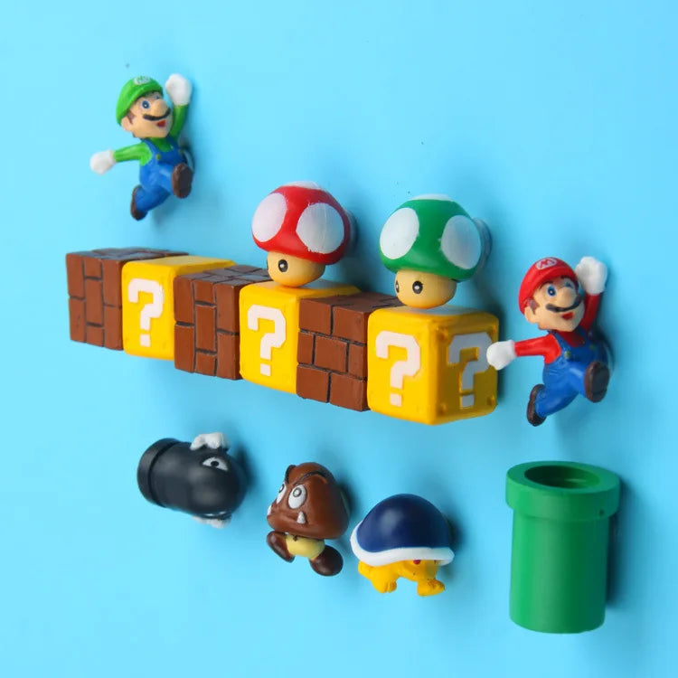 1 Set Japan Game Figure Super Mario Bros Fridge Magnets Refrigerator Stickers Ornament Luigi Yoshi Toad Mini Figurine Doll