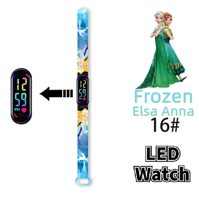 Disney Frozen Digital Kids' Watches Anime Figures LED Luminous Watch Touch Waterproof Electronic Sports Watch Kids Birthday Gift