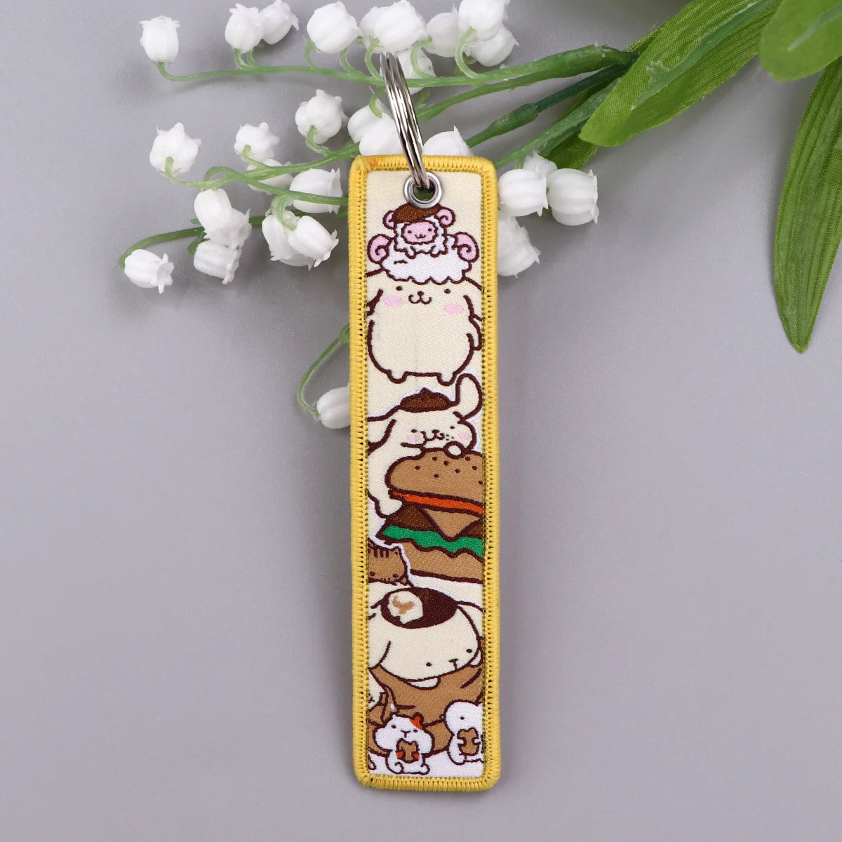 Sanrio Hello Kitty Melody Kuromi Embroidery KeyChain Key Tag Cars Backpack Chaveiro Keychain Keyring Accessories Toy Gift