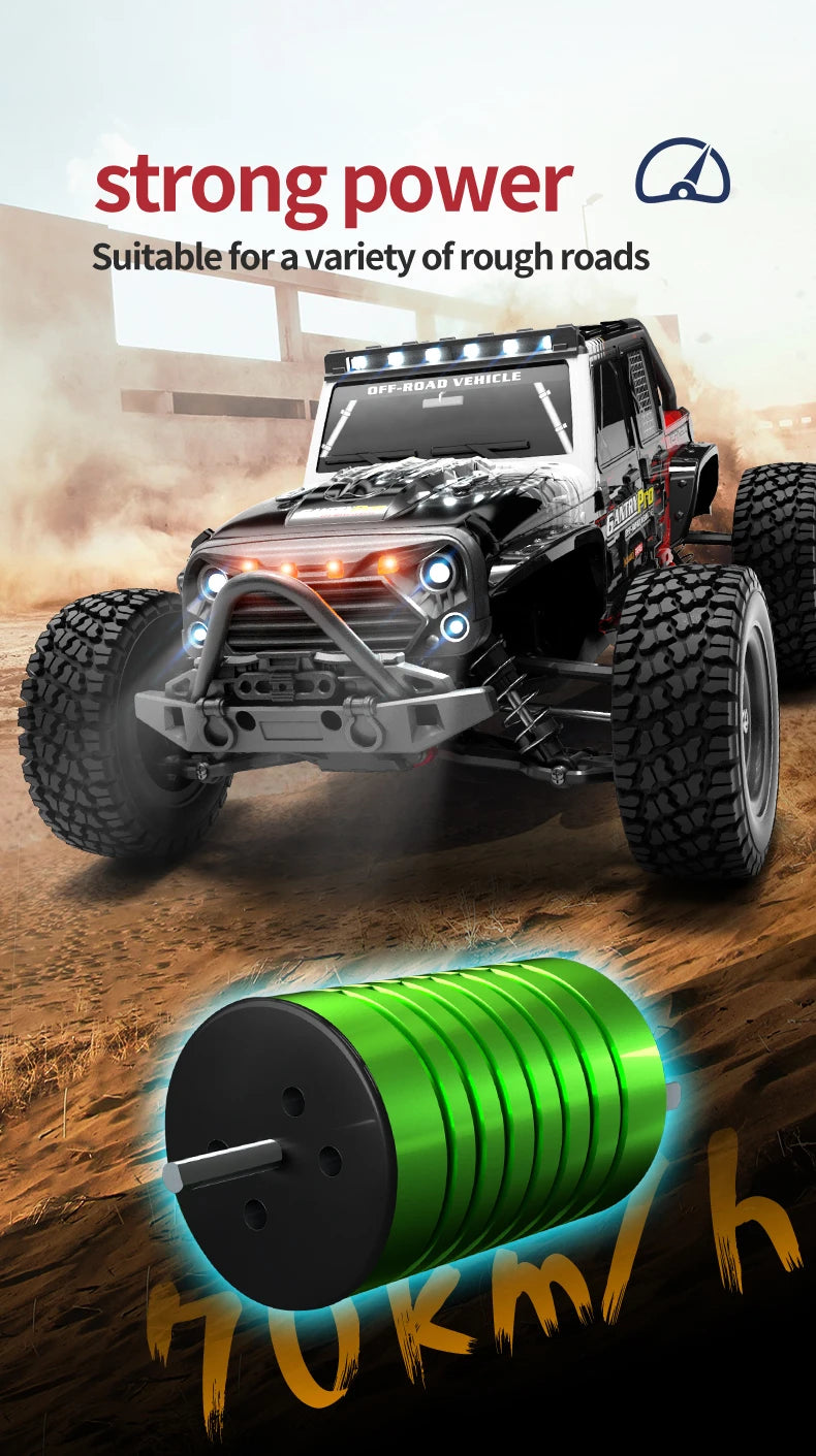 Teeggi 16101 /16102 PRO 1:16 High Speed RC Car With LED Light Drift 70KM/H 4WD RC Off-Road Car Monster Truck Toy For Kid Gifts