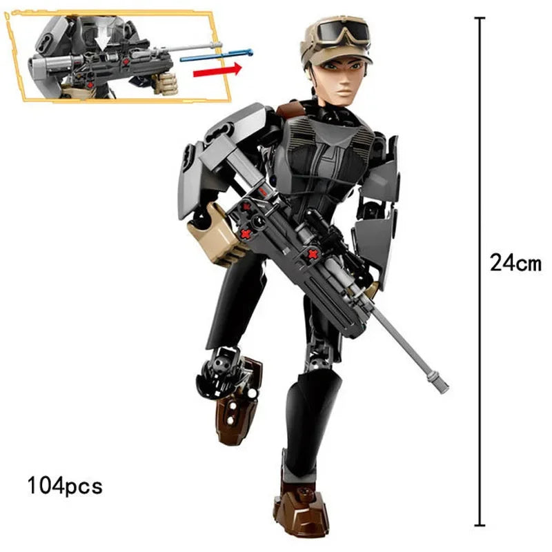 Space Wars Buildable Action Figures Kylo Ren Chewbacca Boba Jango Fett General Grievous Toys for Kids (KSZ605/617/326)