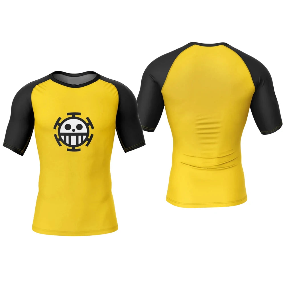 Bandai Trafalgar Law Heart Pirates Rash Guard One Piece Anime Adult Kids Compression T-Shirt Summer Quick-dry Soft Lightweight