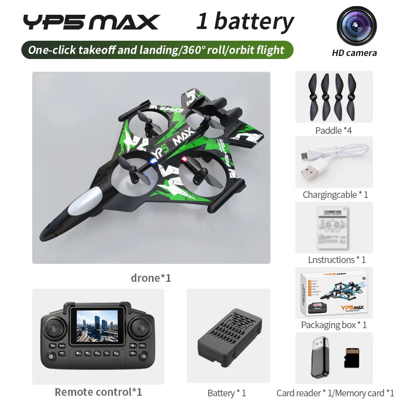 2026 New YP5MAX RC Foam Airplane 2.4GWIFI Fighter Stunt Tumbling Helicopter with Colored LED Lights Toys