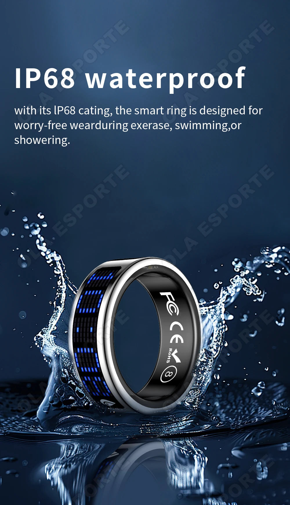 Call ID Reminder Smart Ring Display Screen and Touch,Tasbih Counter,Health Manager,5ATM Waterproof Multiple Sport Mode Men Women