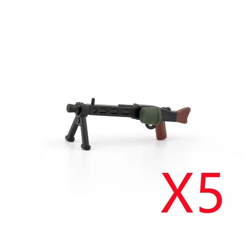 5/10 WW2 Soldier Weapons Building Block Two-color Printing Machine Rifle Submachine Sniper Guns Military Accessories Bricks C238