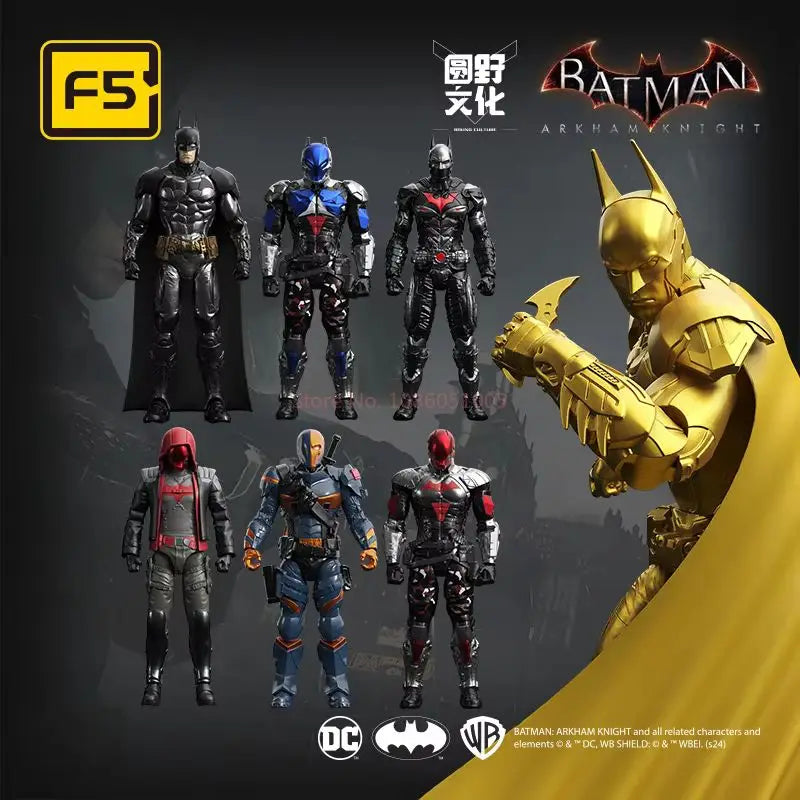 F5 ROUNDD CULTURE Batman: Arkham Knight Deathstroke Red Hood Anime Figure Blind Box Assemble Movable Model Toys Collection Gifts