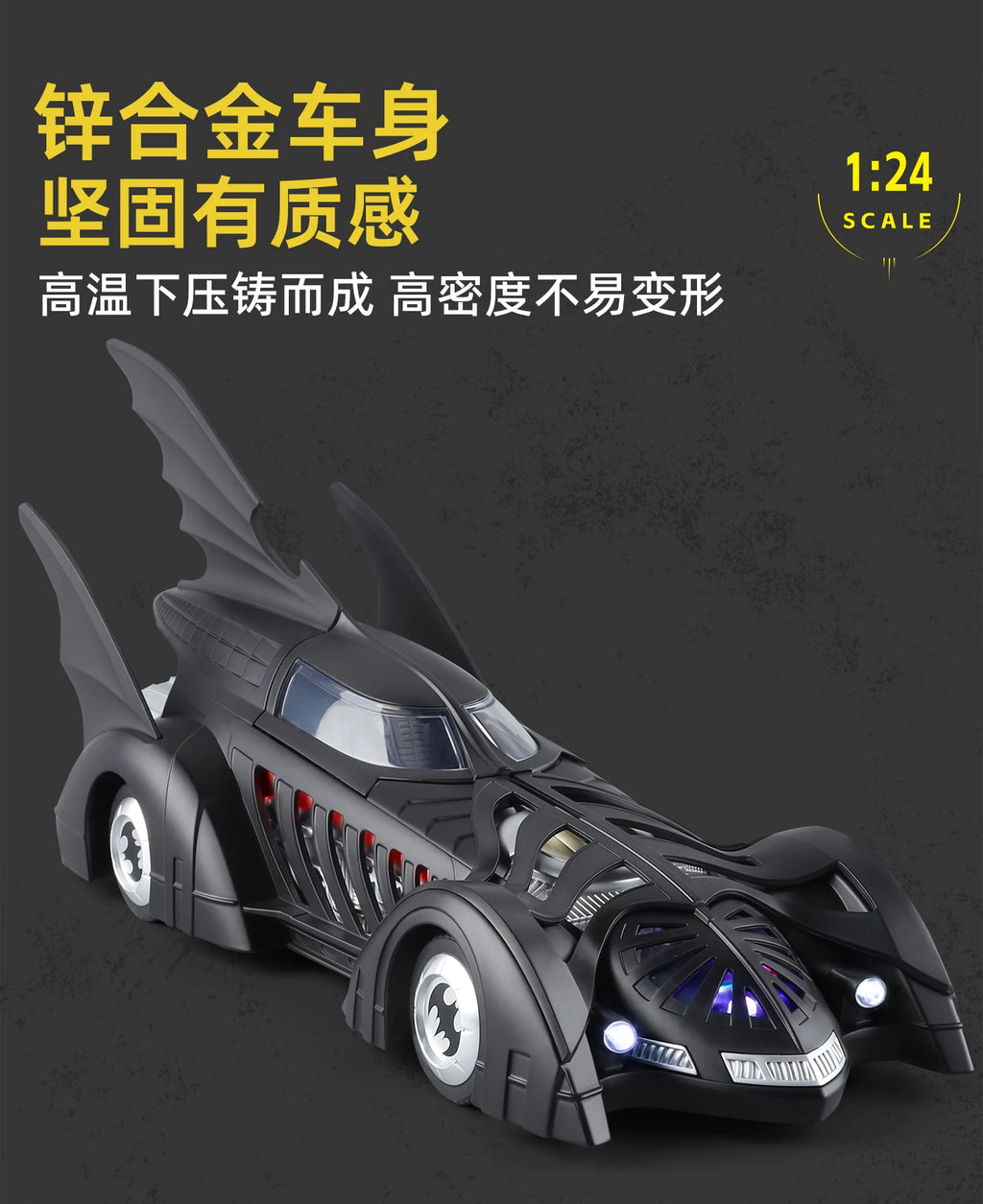 Spray 1:24 Batmobile 1955 1989 Tumbler Alloy Metal Diecast Model Car The Dark Knight Trilogy Sound Light Ornaments Birthday Gift