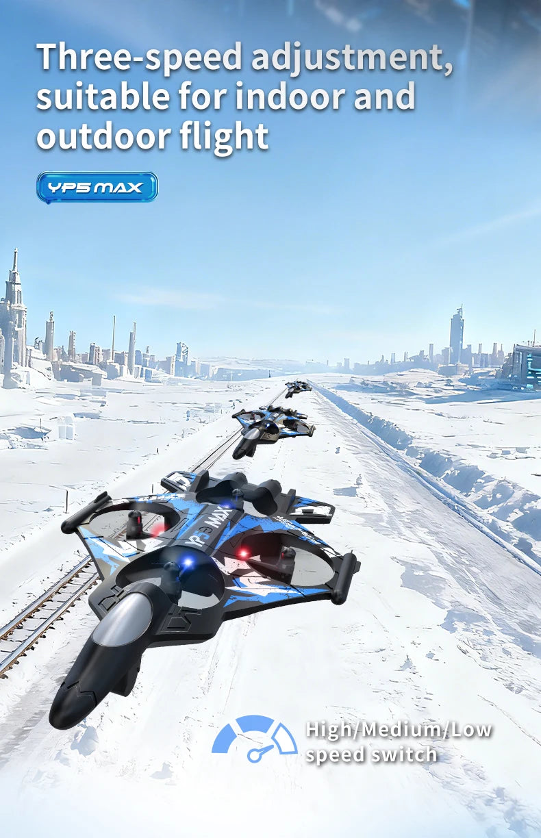 2026 New YP5MAX RC Foam Airplane 2.4GWIFI Fighter Stunt Tumbling Helicopter with Colored LED Lights Toys