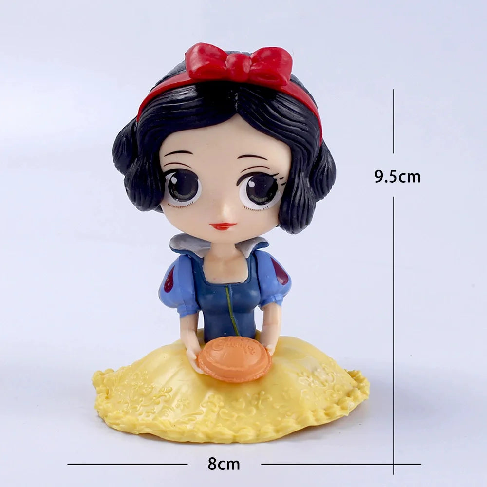 10cm Disney Q Posket Snow White Sofia Alice Belle Mermaid Aurore Princess Figures Toys Collectible Model Dolls Cake Decoration