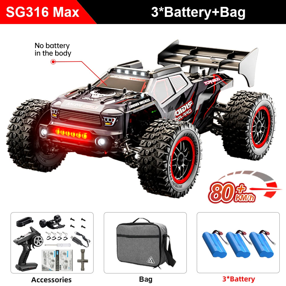 ZLL SG316 MAX 1:16 High Speed Drift Racing Car 80KM/H Brushless Motor 4WD RC Off Road Car Monster Trucks Toys for For Kids Gifts