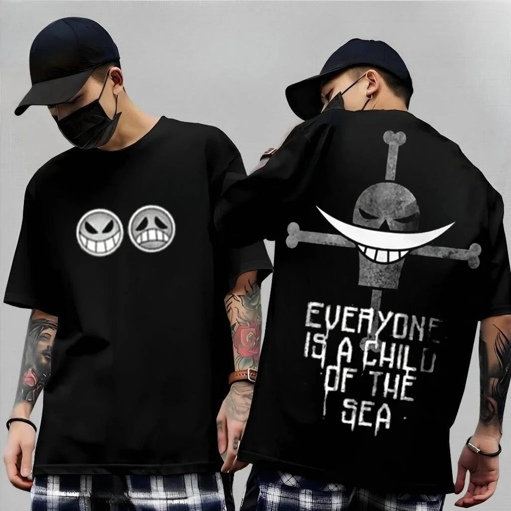 One Piece Anime Graphic T Shirt Men Summer 2026 Casual Short Sleeve Tee Loose Fit Streetwear Skull Crossbones Luffy Y2k Clothes