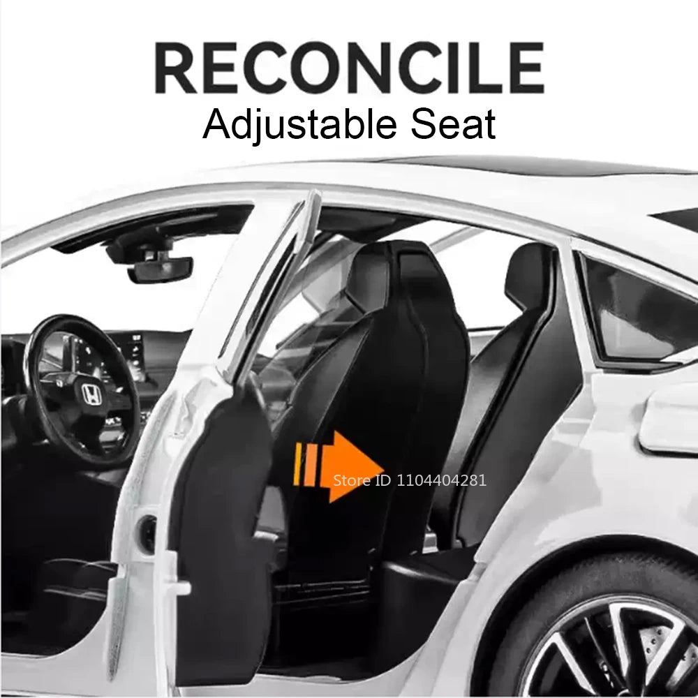 1:18 HONDA Accord Alloy Miniature Model Diecast Toy Door Opened Sound Light Pull Back Front Wheel Steering Classic Birthday Gift
