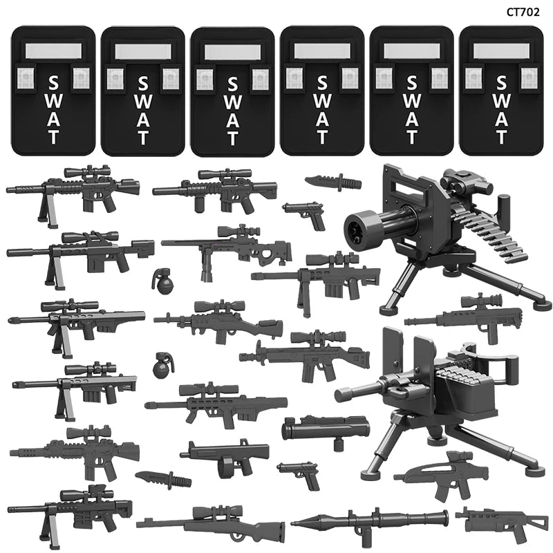 Modern Police SWAT City Weapons Set US Military Toy Kit Soldier Pack Army Equipment Mini MOC Figures Building Block Toys for Boy