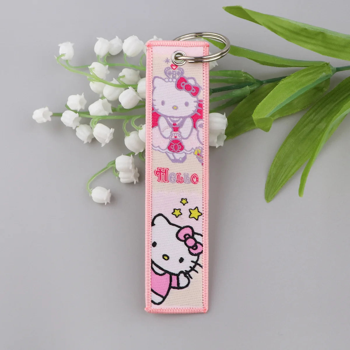Sanrio Hello Kitty Melody Kuromi Embroidery KeyChain Key Tag Cars Backpack Chaveiro Keychain Keyring Accessories Toy Gift