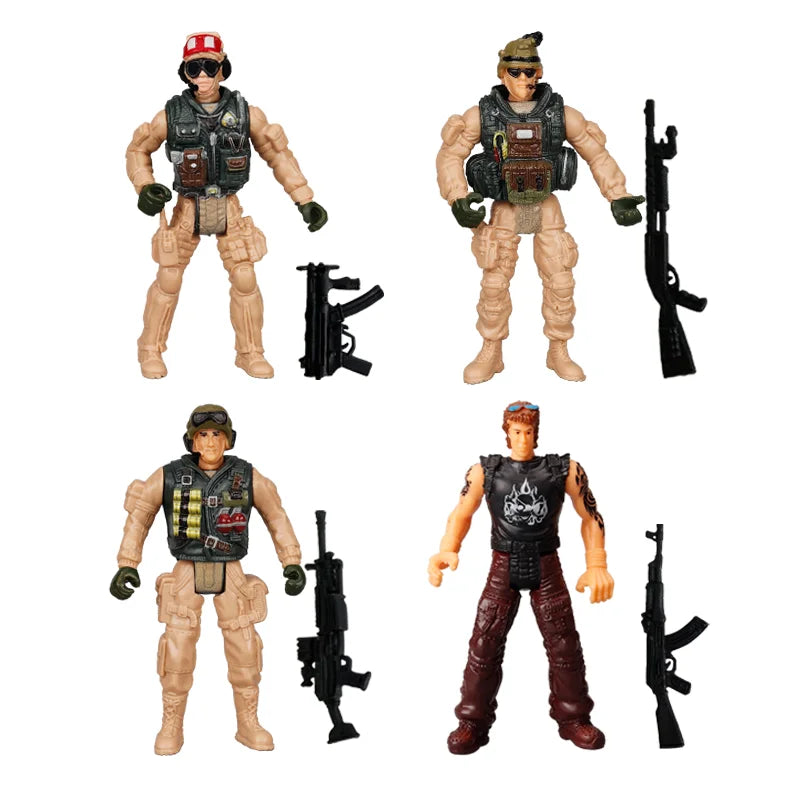 1:18 Army Men Soldier Police Fireman Explorer Hunter Action Figures Playset Military Terrorist SWAT Team Toys For Kid Boy Gifts