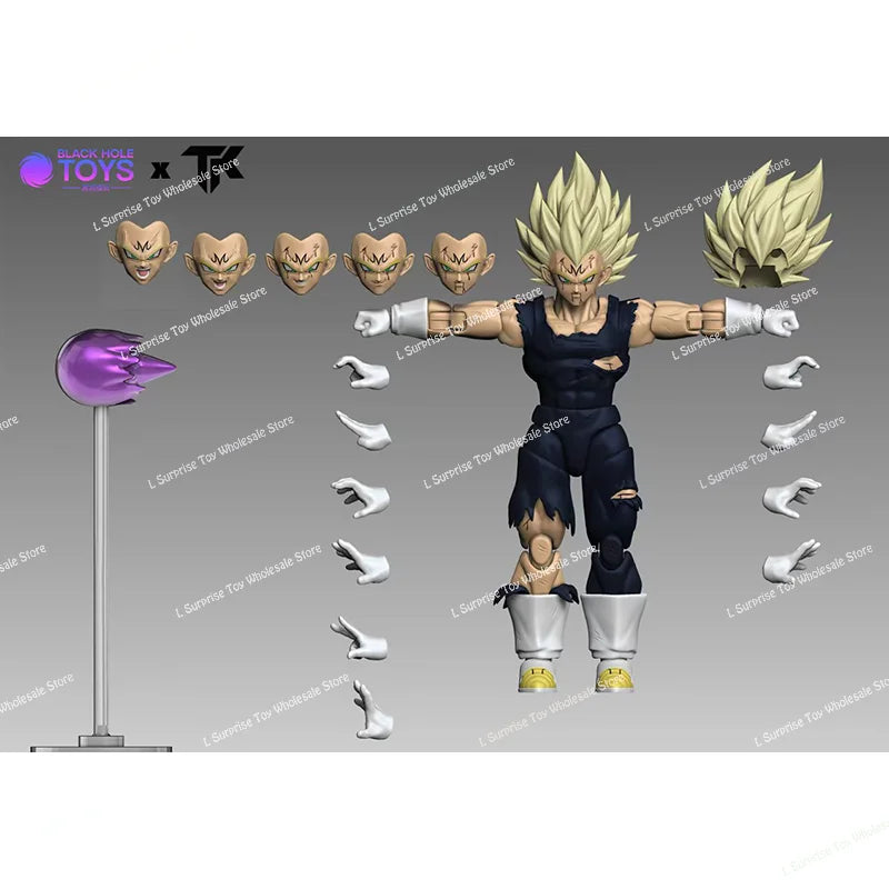Black Hole & TK Dragon Ball Z SHF Super Saiyan SSJ Majin Vegeta Full Power Battle Damage Anime Action Figures Models Gifts Toys