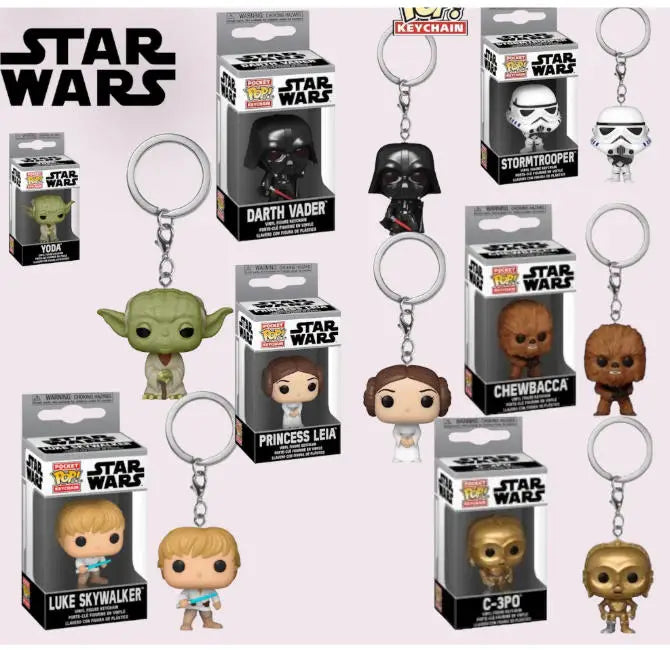 FUNKO Pop Star Wars Luke Skywalker Hera Sindula Asocapotan Laya IG-11 Chewbacca R2-D2 Darth Vader Assault Team Pocket Keychain