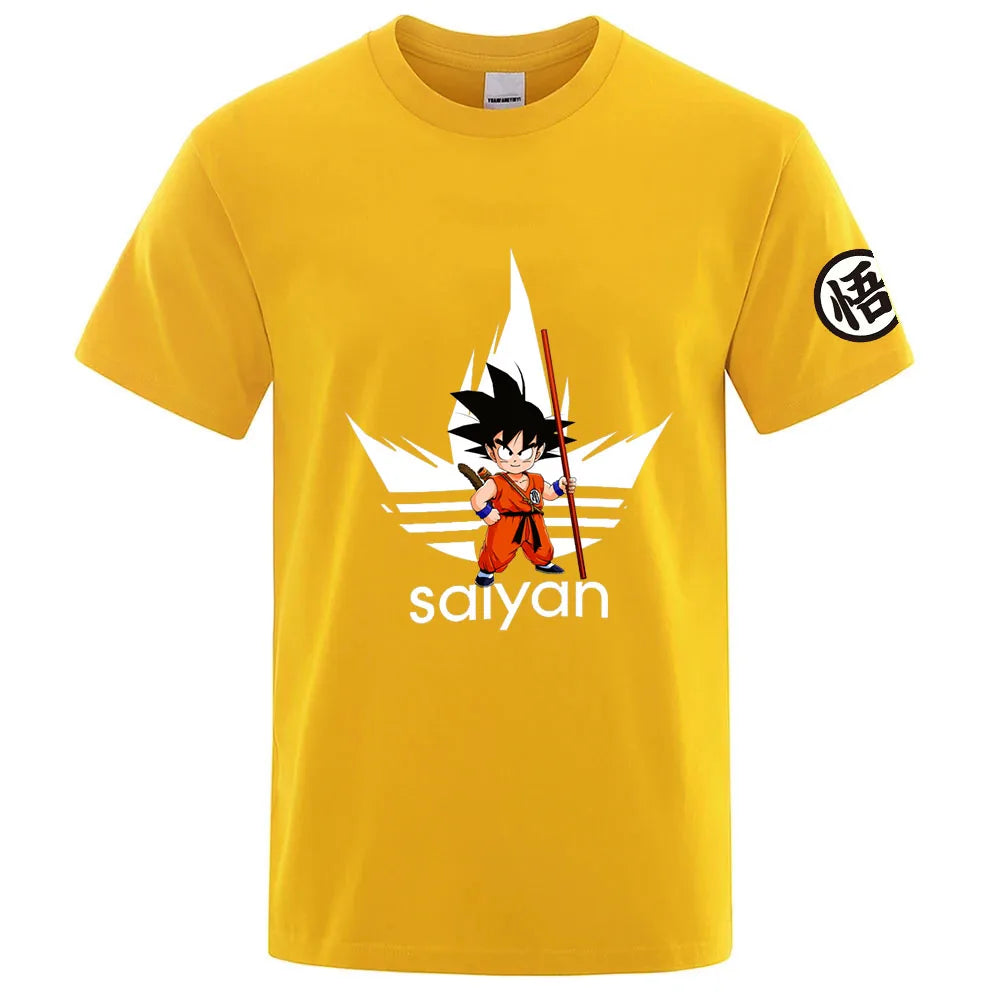 2026 Dragon Ball Print Summer Men's New Goku Regular Short Sleeve Solid Color Thin Casual Cool Harajuku Breathable Tops