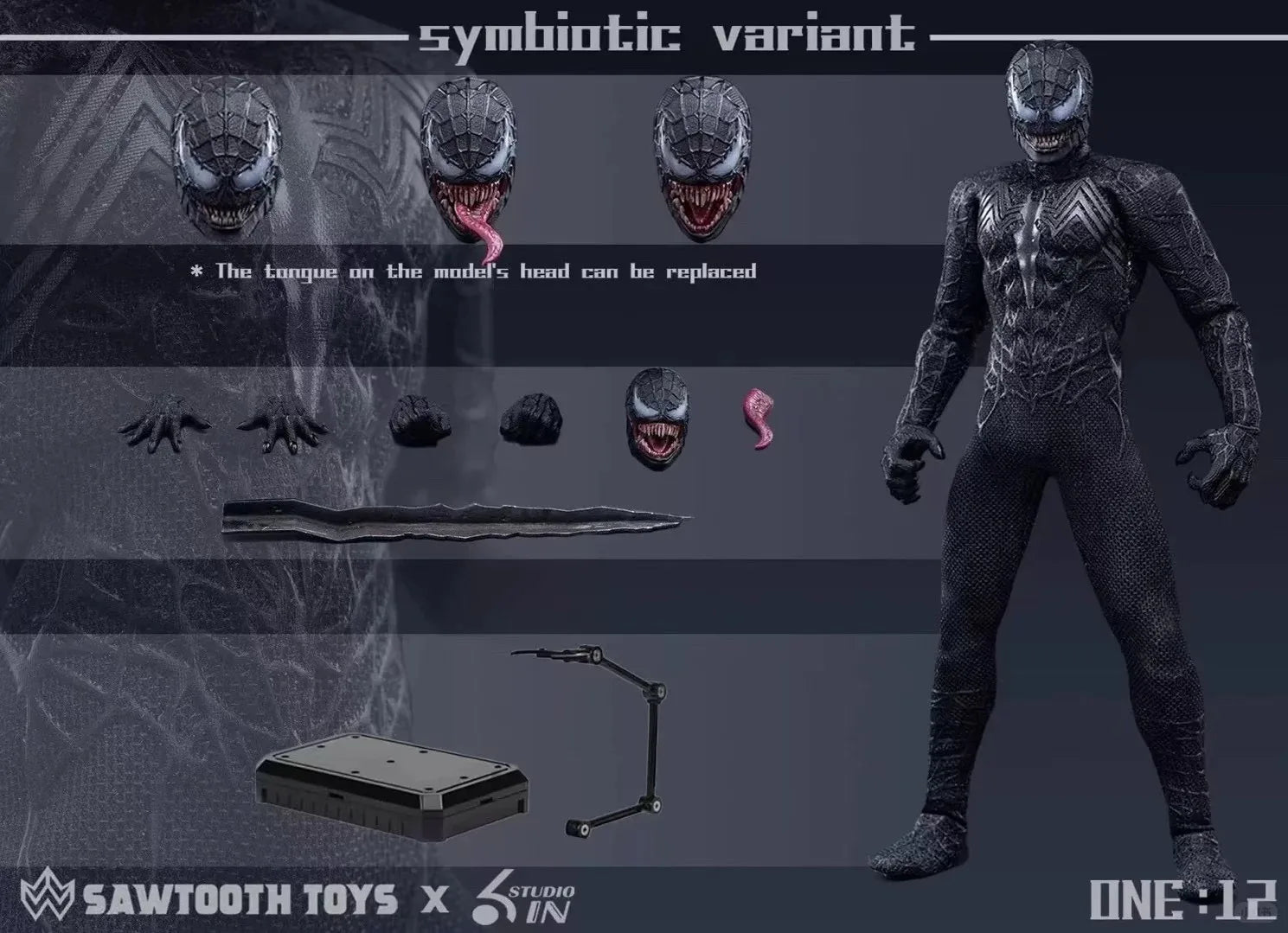 1/12 Scale Sawtooth Toys X 6in Studio Stm-20251 Venom Articulated Figure Collection Decoration Model Toy Gifts