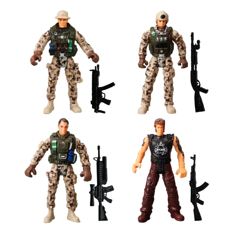 1:18 Army Men Soldier Police Fireman Explorer Hunter Action Figures Playset Military Terrorist SWAT Team Toys For Kid Boy Gifts