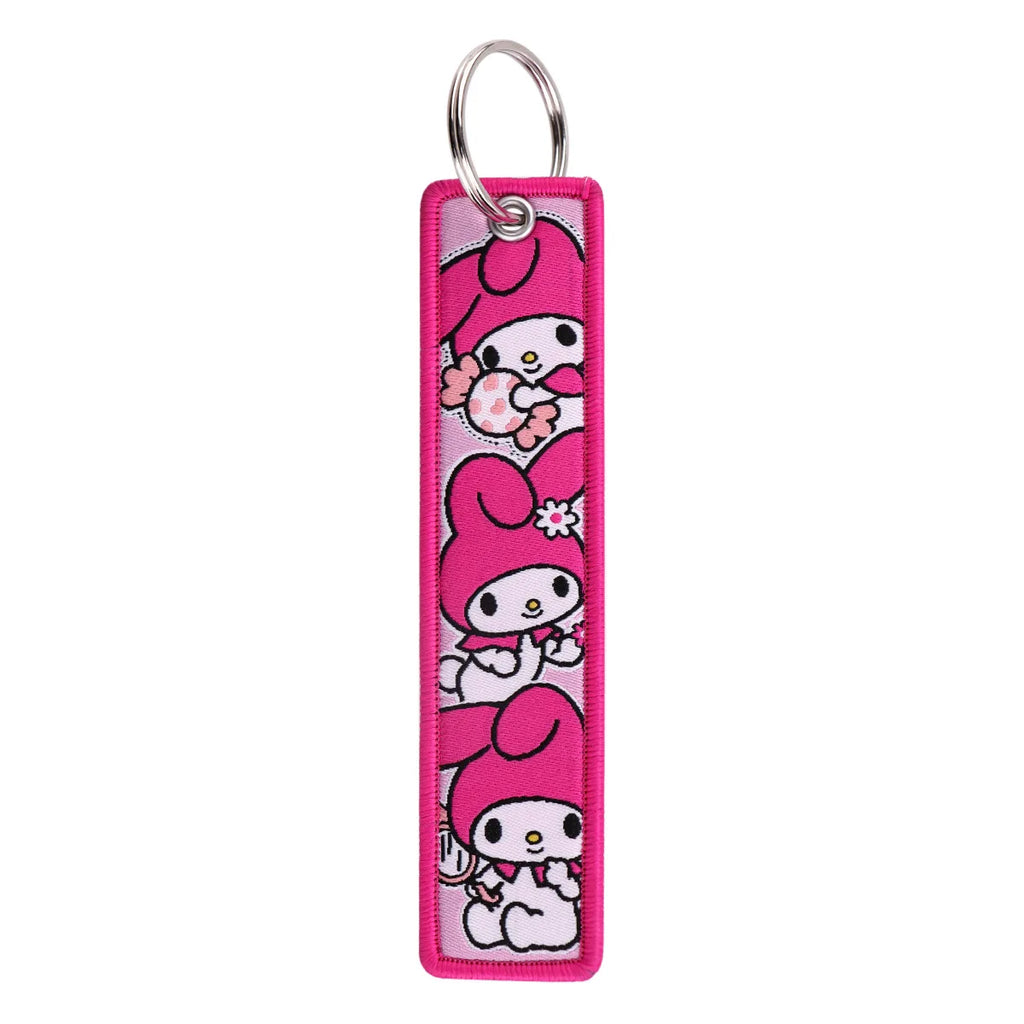 Sanrio Hello Kitty Melody Kuromi Embroidery KeyChain Key Tag Cars Backpack Chaveiro Keychain Keyring Accessories Toy Gift