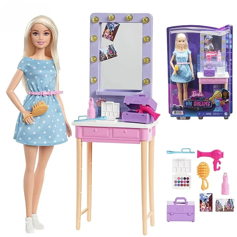 Barbie Big City Big Dream Malibu Backstage Dressing Room Social Toy Dolls for Girls Accessories Interaction Play House Gift