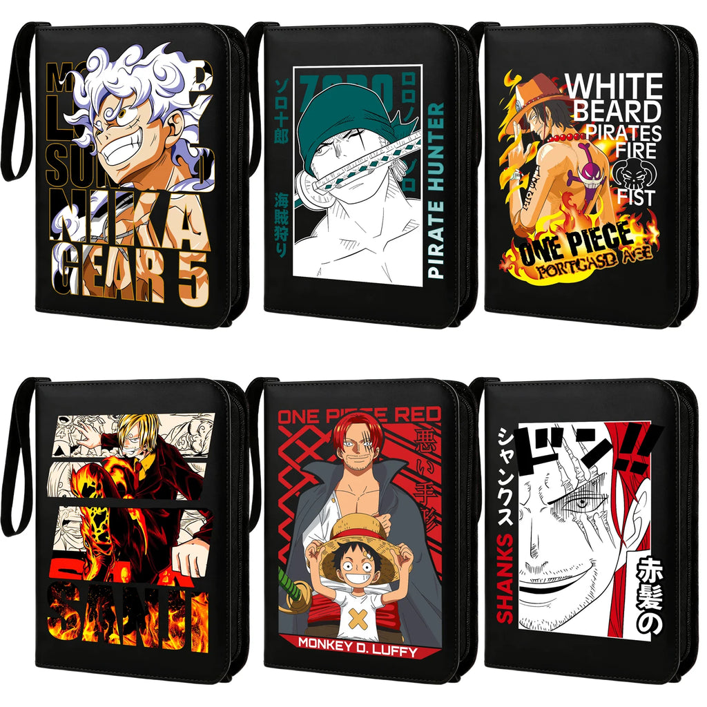 ONE PIECE Card Album Anime Collectible Book Binder 4 Card Slot Collectible Game Cards Binder Holder Zipper Gifts Toys