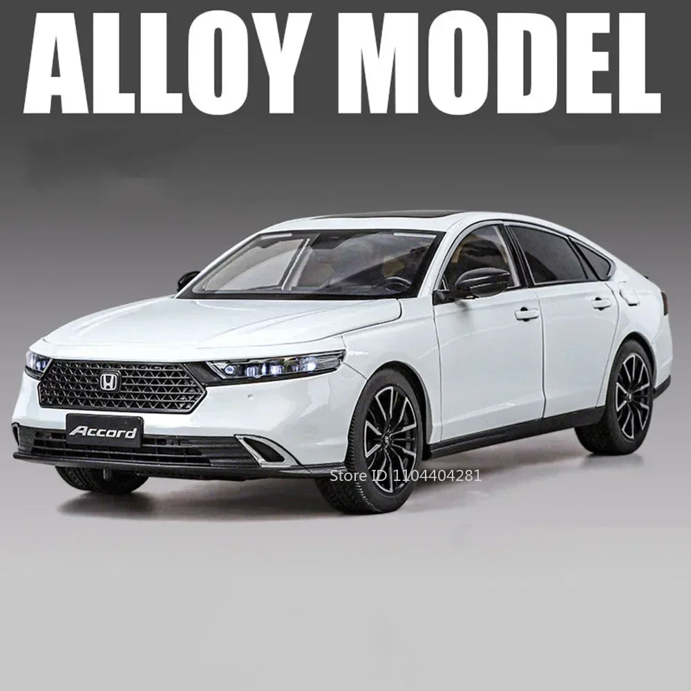 1:18 HONDA Accord Alloy Miniature Model Diecast Toy Door Opened Sound Light Pull Back Front Wheel Steering Classic Birthday Gift