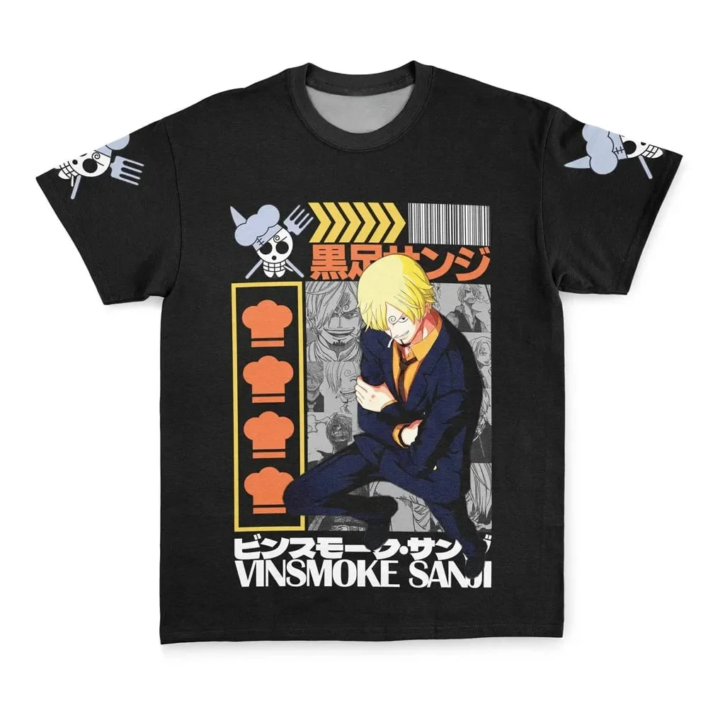 One Piece Men's and Women's T-shirt Vinsmoke Sanji Anime Tee Summer Spring New Boy's Short Sleeves Pullover Parent-child Outfits