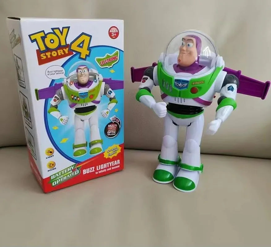 Disney Toy Story  Buzzlightyear Cartoon Figure Model Toys Pixar Electric Walking Light Robot Doll Action Doll Kids Birthday Gift