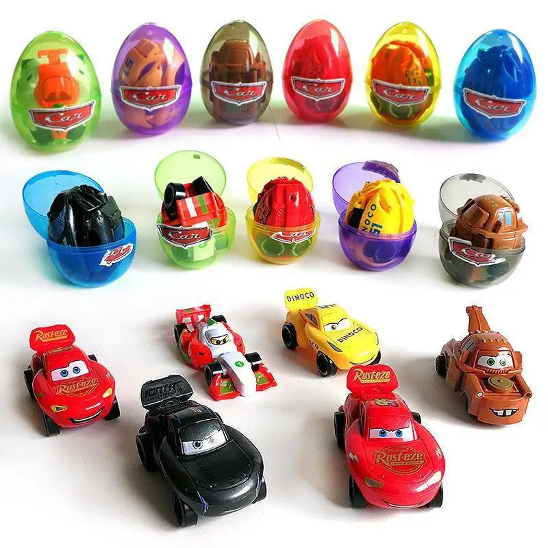 Disney Pixar Cars Anime Figures PVC McQueen Cruz Ramirez Model Racing Cars Funny Deformed Egg Toys For Kids Boy Gift