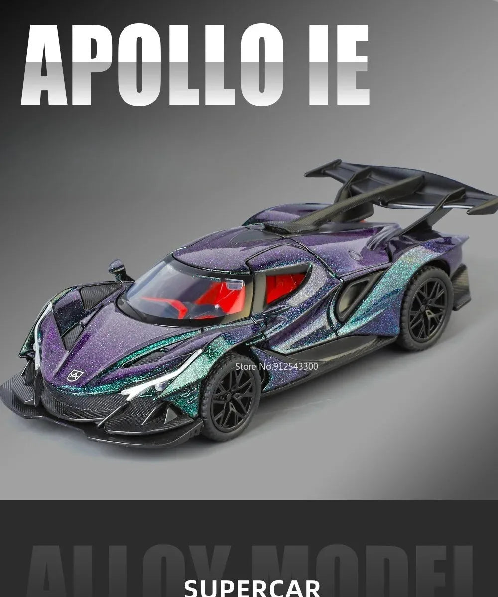 Scale 1:32 Apollo EVO IE Car Model Toy Metal Diecast Pull Back Super Cars Doors Opened Vehicle Models Best Gifts for Kids