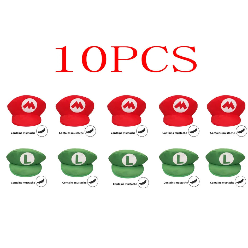 2026**Super Marios Bros Luigi Cartoon Cosplay Hat Classic toys Anime Figure Halloween Funny Clothes Unisex Adult Cap Party Gift