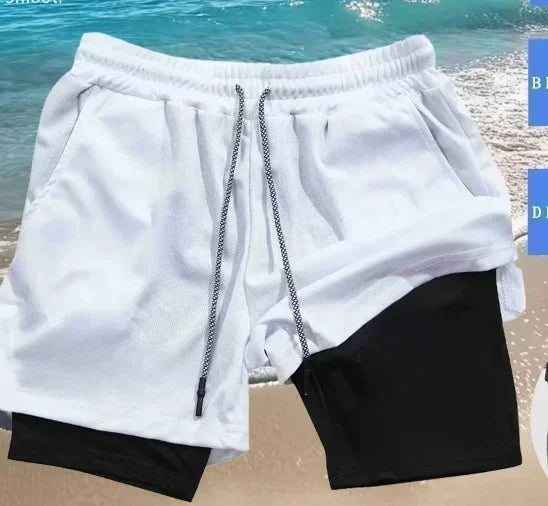 One Piece Men's Shorts Double-layer Anime Print Two-piece Quick-drying Shorts Breathable Fitness Sports Pants Summer 2026 Y2k
