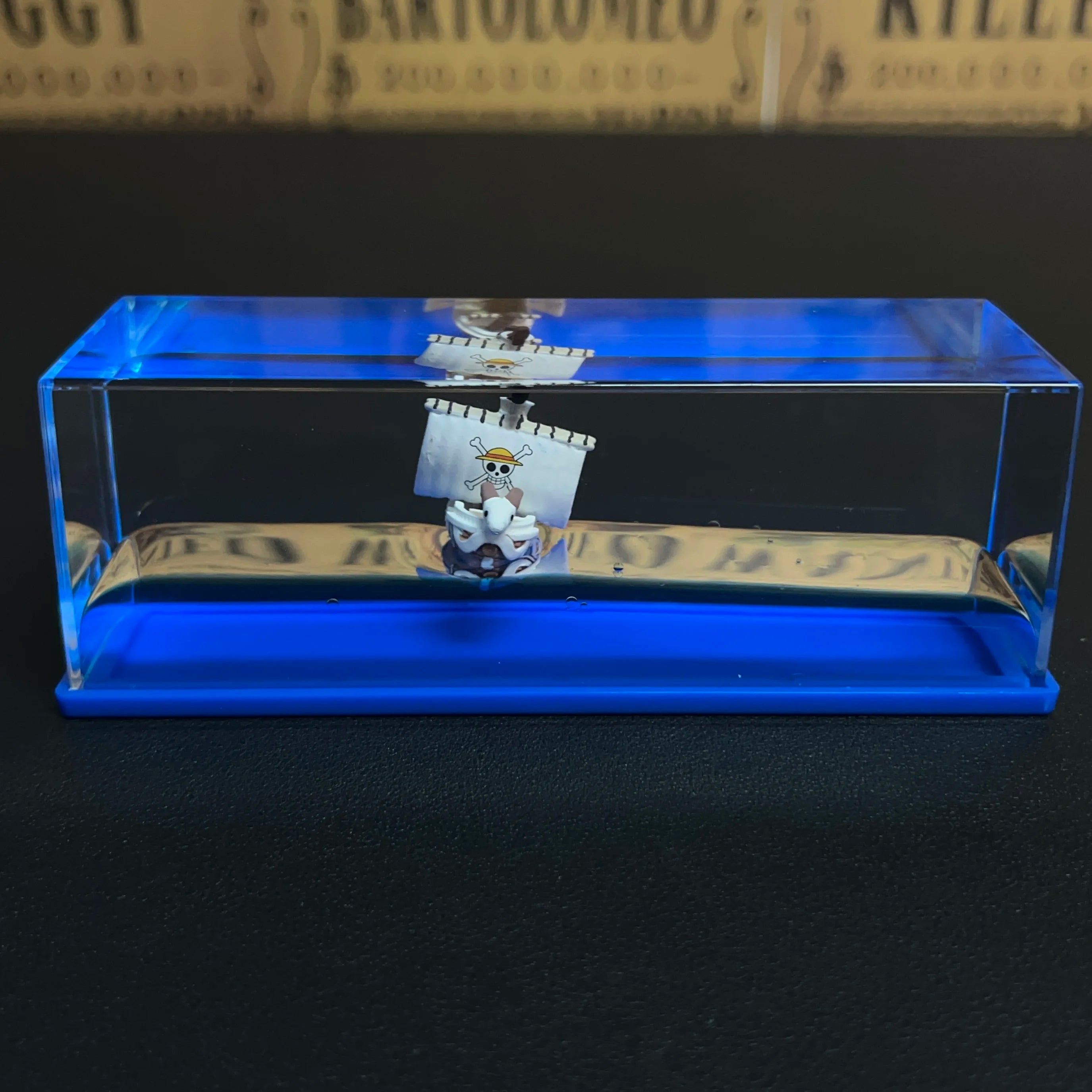 One Piece Floating Drift Bottle 3D Ship Go Merry Thousand Sunny Fluid Boat In Bottle Home Desktop Decor Anime Collection Adult