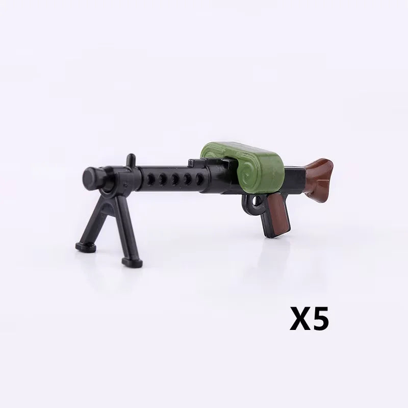 5/10 WW2 Soldier Weapons Building Block Two-color Printing Machine Rifle Submachine Sniper Guns Military Accessories Bricks C238