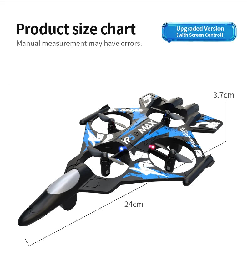 2026 New YP5MAX RC Foam Airplane 2.4GWIFI Fighter Stunt Tumbling Helicopter with Colored LED Lights Toys