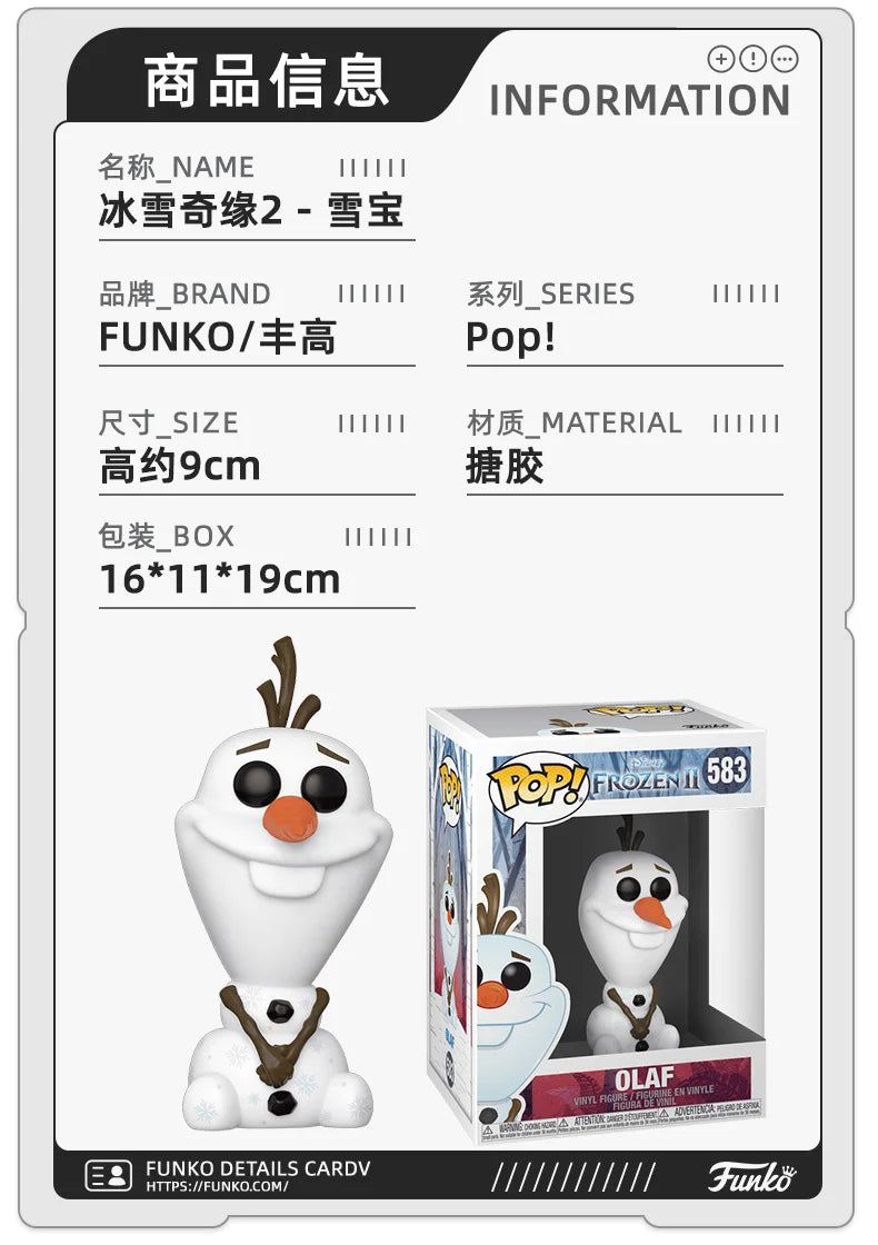 Frozen Series Elsa Action Figures Funko Pop Anime Disney Anna Olaf Figure Collectible Decoration Limited Edition Model Gifts