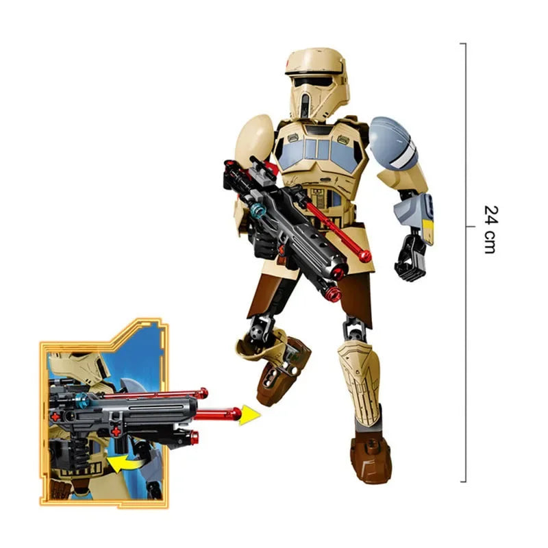 Space Wars Buildable Action Figures Kylo Ren Chewbacca Boba Jango Fett General Grievous Toys for Kids (KSZ605/617/326)