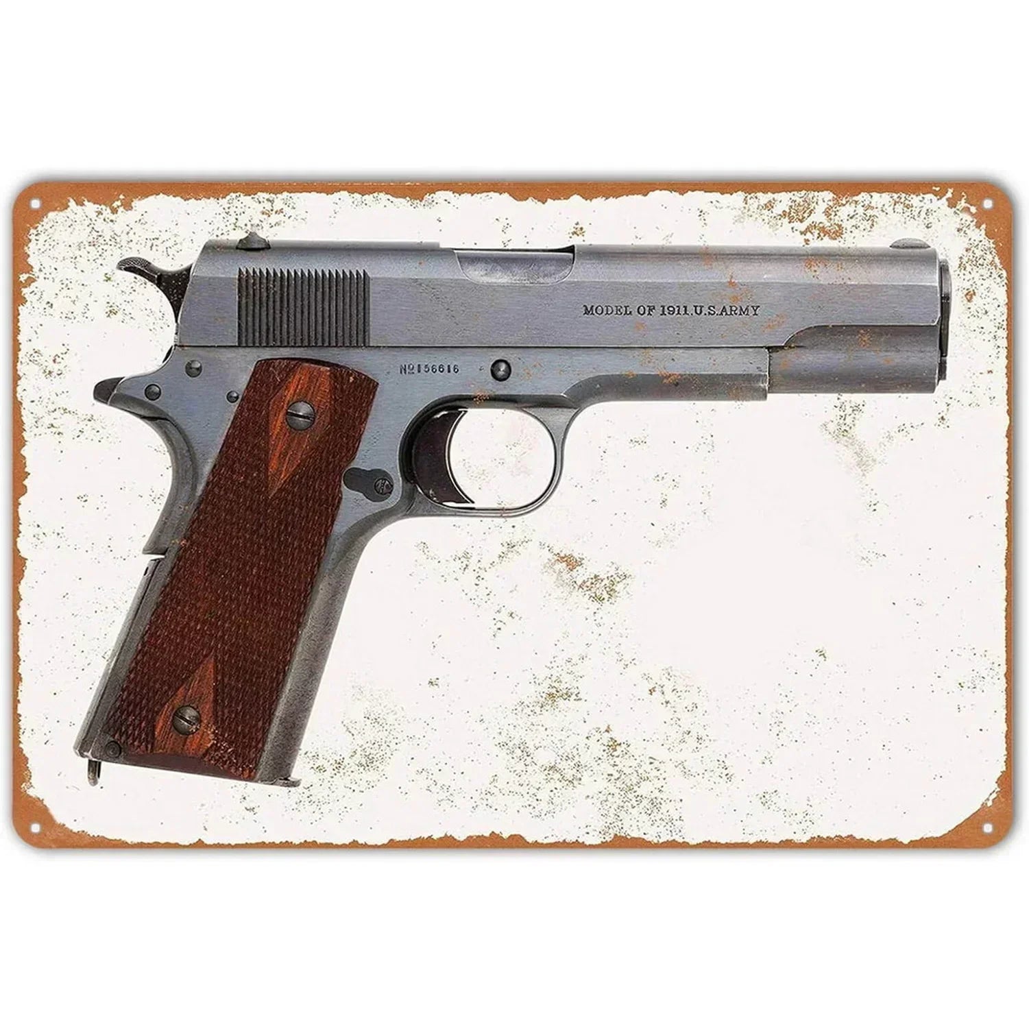 Pistol Metal Signs, Exuding Military Flair, Ideal As Wall Decoration in Man Cave, Home, Cafe, Garden, Club and Bar Settings.
