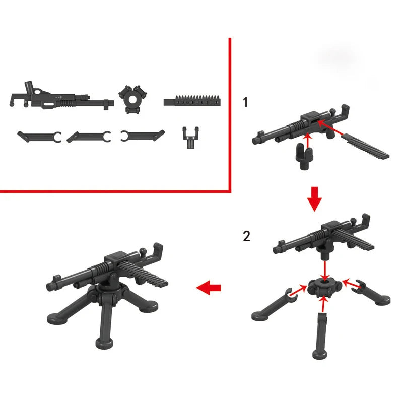 25/50/100Pcs Soldier Police Gangster WW2 Army Military Weapons SWAT Machine Gun Mortar Building Blocks Figure Model Brick Toy
