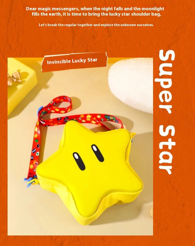 Super Mario Yellow Big Eye Star Backpack Girl Fashion Bag Student Crossbody Bag Anime Peripheral Backpack Birthday Gift