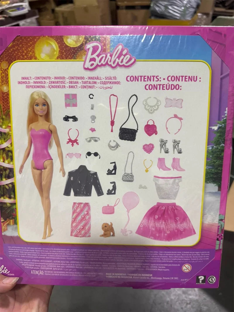 Official Licensed Barbie 2026 New Pink Fashion Surprise Advent Calendar Gift Blind Box  Jfl63 Barbie Collectibles Model Toy