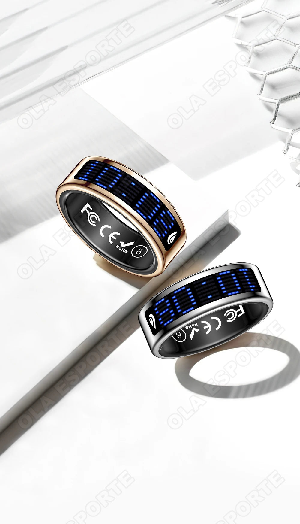 Call ID Reminder Smart Ring Display Screen and Touch,Tasbih Counter,Health Manager,5ATM Waterproof Multiple Sport Mode Men Women