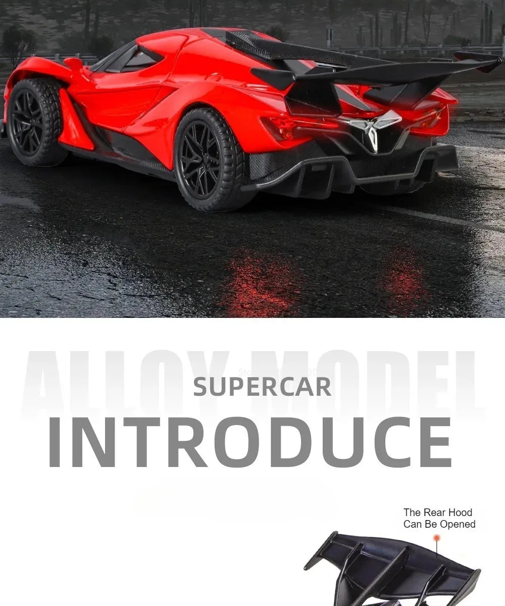Scale 1:32 Apollo EVO IE Car Model Toy Metal Diecast Pull Back Super Cars Doors Opened Vehicle Models Best Gifts for Kids